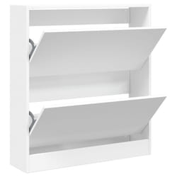 vidaXL Shoe Cabinet with 4 Flip-Drawers Shoe Storage Shelf Shoe Rack Cupboard - white, 80 x 21 x 87.5 cm