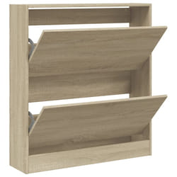 vidaXL Shoe Cabinet with 4 Flip-Drawers Shoe Storage Shelf Shoe Rack Cupboard - sonoma oak, 80 x 21 x 87.5 cm