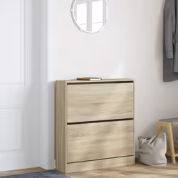 vidaXL Shoe Cabinet with 4 Flip-Drawers Shoe Storage Shelf Shoe Rack Cupboard - sonoma oak, 80 x 21 x 87.5 cm - Additional view 2