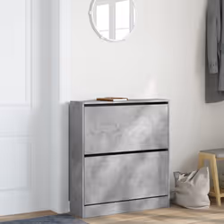 vidaXL Shoe Cabinet with 4 Flip-Drawers Shoe Storage Shelf Shoe Rack Cupboard - concrete grey, 80 x 21 x 87.5 cm - Additional view 2