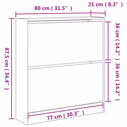 vidaXL Shoe Cabinet with 4 Flip-Drawers Shoe Storage Shelf Shoe Rack Cupboard - concrete grey, 80 x 21 x 87.5 cm - Additional view 8