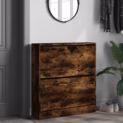 vidaXL Shoe Cabinet with 4 Flip-Drawers Shoe Storage Shelf Shoe Rack Cupboard - smoked oak, 80 x 21 x 87.5 cm - Additional view 2