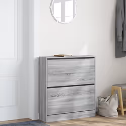 vidaXL Shoe Cabinet with 4 Flip-Drawers Shoe Storage Shelf Shoe Rack Cupboard - grey sonoma, 80 x 21 x 87.5 cm