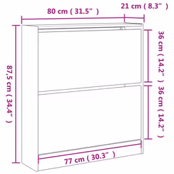 vidaXL Shoe Cabinet with 4 Flip-Drawers Shoe Storage Shelf Shoe Rack Cupboard - grey sonoma, 80 x 21 x 87.5 cm