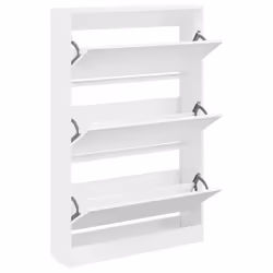 vidaXL Shoe Cabinet with 4 Flip-Drawers Shoe Storage Shelf Shoe Rack Cupboard - white, 80 x 21 x 125.5 cm