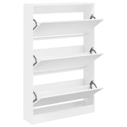 vidaXL Shoe Cabinet with 4 Flip-Drawers Shoe Storage Shelf Shoe Rack Cupboard - white, 80 x 21 x 125.5 cm