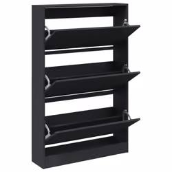 vidaXL Shoe Cabinet with 4 Flip-Drawers Shoe Storage Shelf Shoe Rack Cupboard - black, 80 x 21 x 125.5 cm