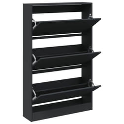 vidaXL Shoe Cabinet with 4 Flip-Drawers Shoe Storage Shelf Shoe Rack Cupboard - black, 80 x 21 x 125.5 cm