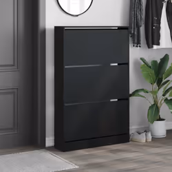 vidaXL Shoe Cabinet with 4 Flip-Drawers Shoe Storage Shelf Shoe Rack Cupboard - black, 80 x 21 x 125.5 cm