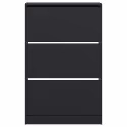 vidaXL Shoe Cabinet with 4 Flip-Drawers Shoe Storage Shelf Shoe Rack Cupboard - black, 80 x 21 x 125.5 cm - Additional view 4