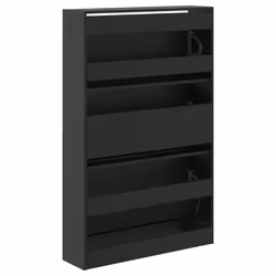 vidaXL Shoe Cabinet with 4 Flip-Drawers Shoe Storage Shelf Shoe Rack Cupboard - black, 80 x 21 x 125.5 cm - Additional view 6