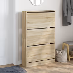vidaXL Shoe Cabinet with 4 Flip-Drawers Shoe Storage Shelf Shoe Rack Cupboard - sonoma oak, 80 x 21 x 125.5 cm - Additional view 2