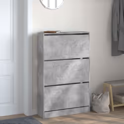 vidaXL Shoe Cabinet with 4 Flip-Drawers Shoe Storage Shelf Shoe Rack Cupboard - concrete grey, 80 x 21 x 125.5 cm - Additional view 2