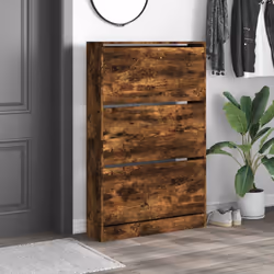 vidaXL Shoe Cabinet with 4 Flip-Drawers Shoe Storage Shelf Shoe Rack Cupboard - smoked oak, 80 x 21 x 125.5 cm - Additional view 2