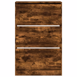 vidaXL Shoe Cabinet with 4 Flip-Drawers Shoe Storage Shelf Shoe Rack Cupboard - smoked oak, 80 x 21 x 125.5 cm - Additional view 4