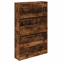 vidaXL Shoe Cabinet with 4 Flip-Drawers Shoe Storage Shelf Shoe Rack Cupboard - smoked oak, 80 x 21 x 125.5 cm - Additional view 6