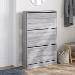 vidaXL Shoe Cabinet with 4 Flip-Drawers Shoe Storage Shelf Shoe Rack Cupboard - grey sonoma, 80 x 21 x 125.5 cm - Additional view 2