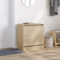 vidaXL Shoe Cabinet with 4 Flip-Drawers Shoe Storage Shelf Shoe Rack Cupboard - sonoma oak, 60 x 34 x 63.5 cm - Additional view 2