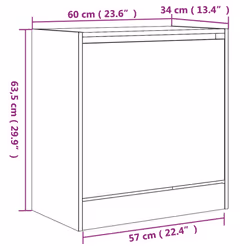 vidaXL Shoe Cabinet with 4 Flip-Drawers Shoe Storage Shelf Shoe Rack Cupboard - concrete grey, 60 x 34 x 63.5 cm - Additional view 3