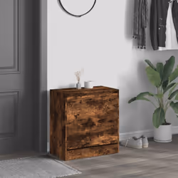 vidaXL Shoe Cabinet with 4 Flip-Drawers Shoe Storage Shelf Shoe Rack Cupboard - smoked oak, 60 x 34 x 63.5 cm
