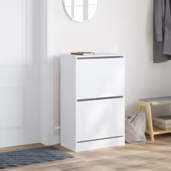 vidaXL Shoe Cabinet with 4 Flip-Drawers Shoe Storage Shelf Shoe Rack Cupboard - white, 60 x 34 x 96.5 cm