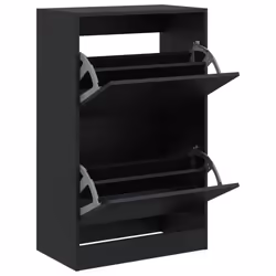 vidaXL Shoe Cabinet with 4 Flip-Drawers Shoe Storage Shelf Shoe Rack Cupboard - black, 60 x 34 x 96.5 cm