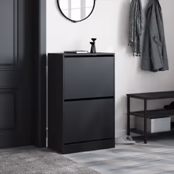vidaXL Shoe Cabinet with 4 Flip-Drawers Shoe Storage Shelf Shoe Rack Cupboard - black, 60 x 34 x 96.5 cm