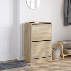 vidaXL Shoe Cabinet with 4 Flip-Drawers Shoe Storage Shelf Shoe Rack Cupboard - sonoma oak, 60 x 34 x 96.5 cm - Additional view 2