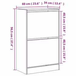 vidaXL Shoe Cabinet with 4 Flip-Drawers Shoe Storage Shelf Shoe Rack Cupboard - sonoma oak, 60 x 34 x 96.5 cm - Additional view 3