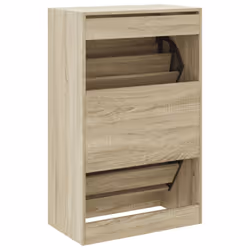 vidaXL Shoe Cabinet with 4 Flip-Drawers Shoe Storage Shelf Shoe Rack Cupboard - sonoma oak, 60 x 34 x 96.5 cm - Additional view 6