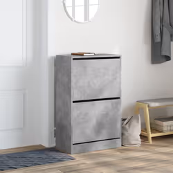 vidaXL Shoe Cabinet with 4 Flip-Drawers Shoe Storage Shelf Shoe Rack Cupboard - concrete grey, 60 x 34 x 96.5 cm - Additional view 2