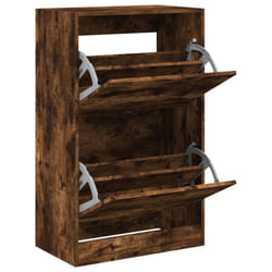 vidaXL Shoe Cabinet with 4 Flip-Drawers Shoe Storage Shelf Shoe Rack Cupboard - smoked oak, 60 x 34 x 96.5 cm