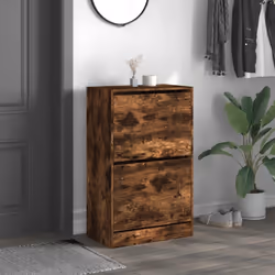 vidaXL Shoe Cabinet with 4 Flip-Drawers Shoe Storage Shelf Shoe Rack Cupboard - smoked oak, 60 x 34 x 96.5 cm