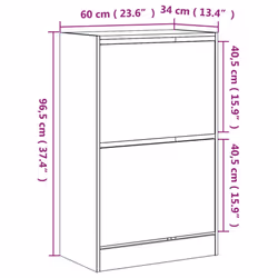 vidaXL Shoe Cabinet with 4 Flip-Drawers Shoe Storage Shelf Shoe Rack Cupboard - smoked oak, 60 x 34 x 96.5 cm