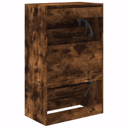 vidaXL Shoe Cabinet with 4 Flip-Drawers Shoe Storage Shelf Shoe Rack Cupboard - smoked oak, 60 x 34 x 96.5 cm - Additional view 6
