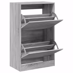vidaXL Shoe Cabinet with 4 Flip-Drawers Shoe Storage Shelf Shoe Rack Cupboard - grey sonoma, 60 x 34 x 96.5 cm