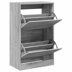 vidaXL Shoe Cabinet with 4 Flip-Drawers Shoe Storage Shelf Shoe Rack Cupboard - grey sonoma, 60 x 34 x 96.5 cm