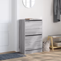 vidaXL Shoe Cabinet with 4 Flip-Drawers Shoe Storage Shelf Shoe Rack Cupboard - grey sonoma, 60 x 34 x 96.5 cm