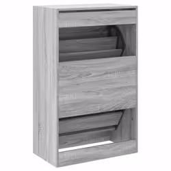 vidaXL Shoe Cabinet with 4 Flip-Drawers Shoe Storage Shelf Shoe Rack Cupboard - grey sonoma, 60 x 34 x 96.5 cm - Additional view 6
