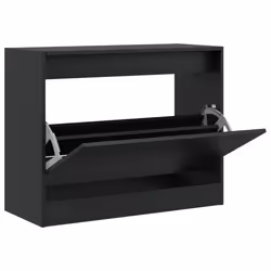 vidaXL Shoe Cabinet with 4 Flip-Drawers Shoe Storage Shelf Shoe Rack Cupboard - black, 80 x 34 x 63 cm