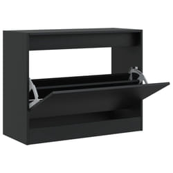 vidaXL Shoe Cabinet with 4 Flip-Drawers Shoe Storage Shelf Shoe Rack Cupboard - black, 80 x 34 x 63 cm
