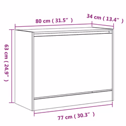 vidaXL Shoe Cabinet with 4 Flip-Drawers Shoe Storage Shelf Shoe Rack Cupboard - sonoma oak, 80 x 34 x 63 cm - Additional view 8