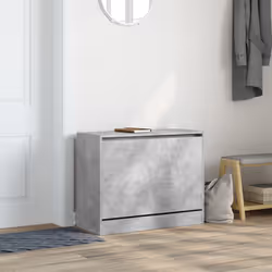 vidaXL Shoe Cabinet with 4 Flip-Drawers Shoe Storage Shelf Shoe Rack Cupboard - concrete grey, 80 x 34 x 63 cm - Additional view 2