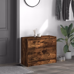 vidaXL Shoe Cabinet with 4 Flip-Drawers Shoe Storage Shelf Shoe Rack Cupboard - smoked oak, 80 x 34 x 63 cm - Additional view 2