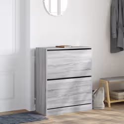 vidaXL Shoe Cabinet with 4 Flip-Drawers Shoe Storage Shelf Shoe Rack Cupboard - grey sonoma, 80 x 34 x 96.5 cm - Additional view 2
