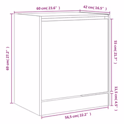 vidaXL Shoe Cabinet with 4 Flip-Drawers Shoe Storage Shelf Shoe Rack Cupboard - sonoma oak, 60 x 42 x 69 cm - Additional view 3