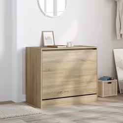 vidaXL Shoe Cabinet with 4 Flip-Drawers Shoe Storage Shelf Shoe Rack Cupboard - sonoma oak, 80 x 42 x 69 cm - Additional view 2