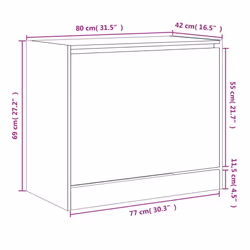 vidaXL Shoe Cabinet with 4 Flip-Drawers Shoe Storage Shelf Shoe Rack Cupboard - sonoma oak, 80 x 42 x 69 cm - Additional view 8