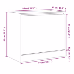 vidaXL Shoe Cabinet with 4 Flip-Drawers Shoe Storage Shelf Shoe Rack Cupboard - concrete grey, 80 x 42 x 69 cm - Additional view 3