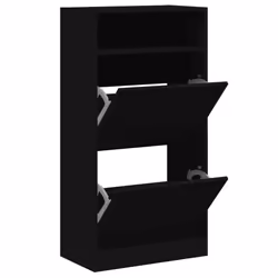 vidaXL Shoe Cabinet with 2 Flip-Drawers Shoe Storage Shelf Shoe Rack Cupboard - black, 60 x 34 x 116 cm